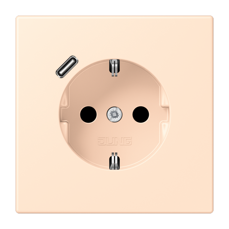 Jung LC152018C238 Schutzkontakt-Steckdose mit USB-Ladegerät Typ C, Safety+, Les Couleurs® 32123, terre sienne pâle