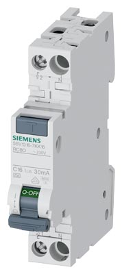 Siemens 5SV13166KK16 FI/LS-Schalter kompakt, 1P+N, 6 kA, Typ A, 30 mA, B16
