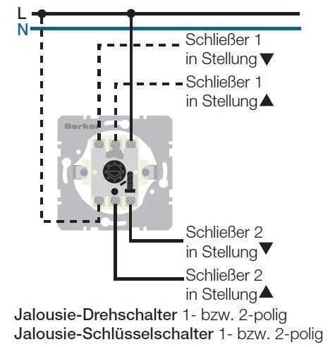 Berker 383803 Gruppen-Drehtaster 2-polig, getrennte Eingangsklemmen, mit 0-Stellung, S1930/Glas/R.classic