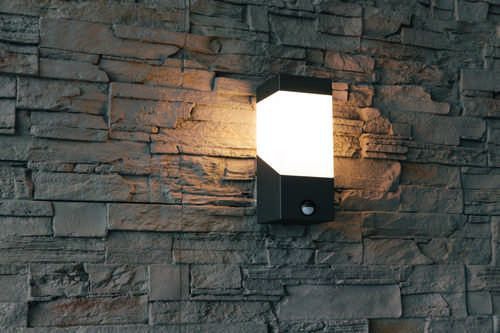 Heitronic 37381 LED Wandleuchte MADELEINE mit Bewegungsmelder, anthrazit, für E27 LED max. 6 W