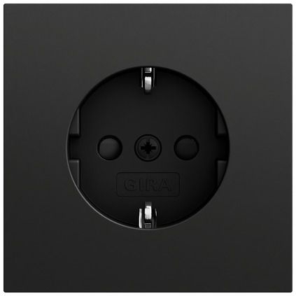 Gira 418374 Schutzkontakt-Steckdose mit erhöhtem Berührungsschutz (Safety Plus) Schraubklemmen, System 70, schwarz matt (lackiert)