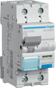 Hager ADA516D FI/LS-Schalter 1P+N 10kA B-Charakteristik 16A 30mA Typ A