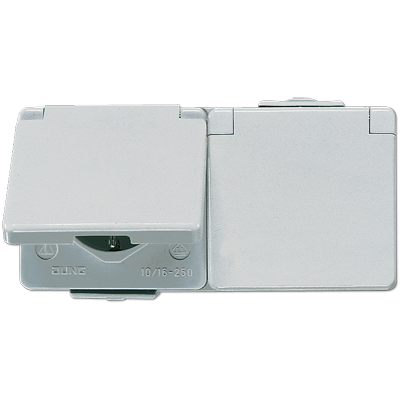 Jung 622WW Schutzkontakt-Zwei-fach-Steckdose 250 V ~, Schraubklemmen, waagerecht, IP 44, WG 600