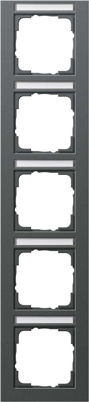 Gira 111523 Abdeckrahmen 5-fach senkrecht mit Beschriftungsfeld, Gira E2, anthrazit