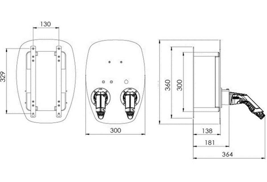 PRACHT NRG1000 Wallbox ALPHA, 2x Typ2 Anschluss, 2x Ladekabel 5,5m