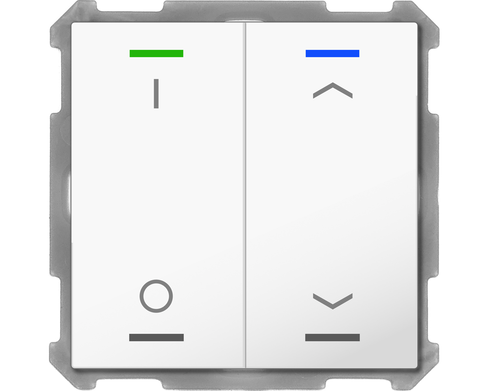 MDT BE-TAL6302.D1 KNX Taster Light 63 2-fach, RGBW, Studioweiß glänzend, Schalten, Jalousie