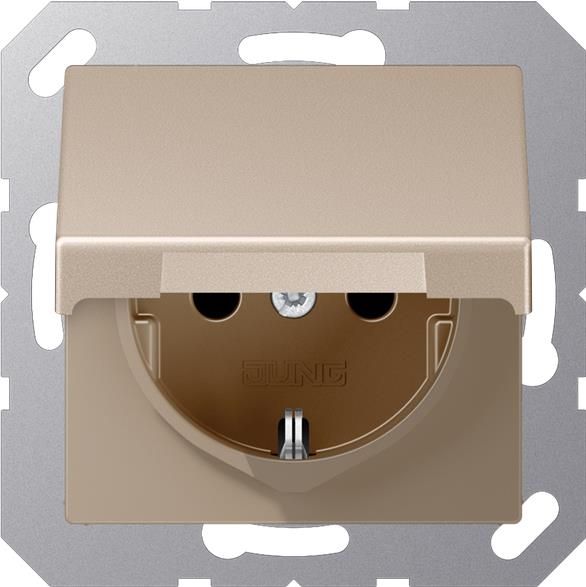 Jung A1520BFKLCH Schutzkontakt-Steckdose, 16 A 250 V ~, Klappdeckel, Thermoplast lackiert, Serie A, champagner