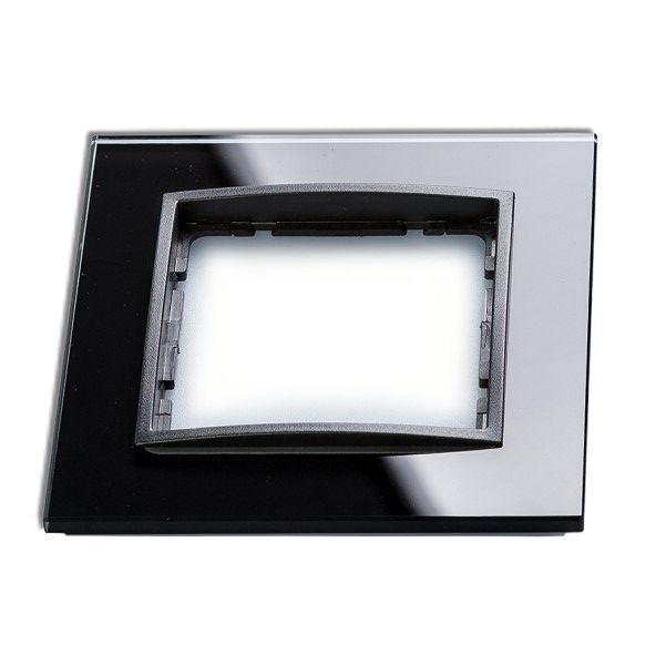 Berker 10116616 Glasrahmen 1-fach, B.7, Glas schwarz/anthrazit matt