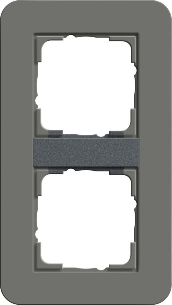 Gira 0212423 Abdeckrahmen 2-fach, Gira E3, dunkelgrau Soft-Touch mit Trägerrahmen anthrazit