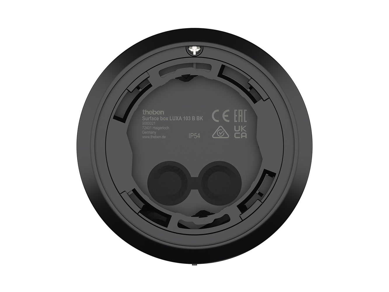Theben 9080021 Surface box LUXA 103 B BK AP-Rahmen für Präsenzmelder LUXA 103 KNX und LUXORliving BI360, schwarz