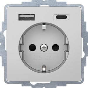 Berker 48046084 Schutzkontakt-Steckdose / USB A-C, Q.x, aluminium samt