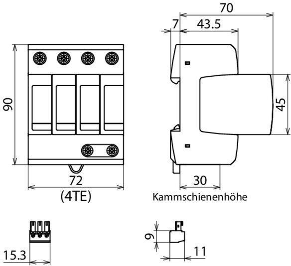 Dehn + Söhne 952440 Überspannungsableiter Typ 2 DEHNguard M 4-polig Uc 275V mit ACI-Technologie