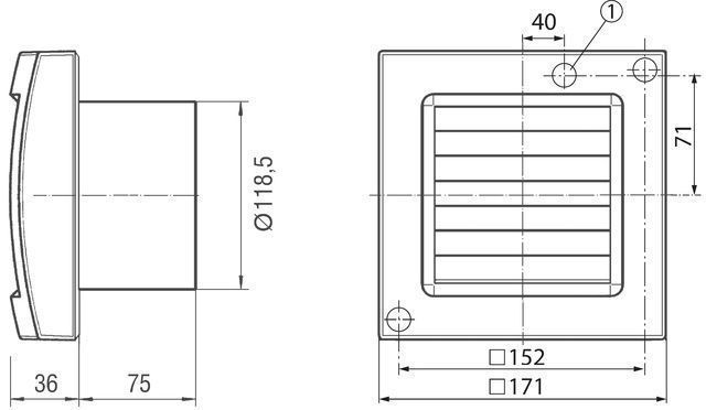 Maico ECA 120 KVZ  Lüfter mit Einschaltverzög. + Innenverschluss, Ø120mm