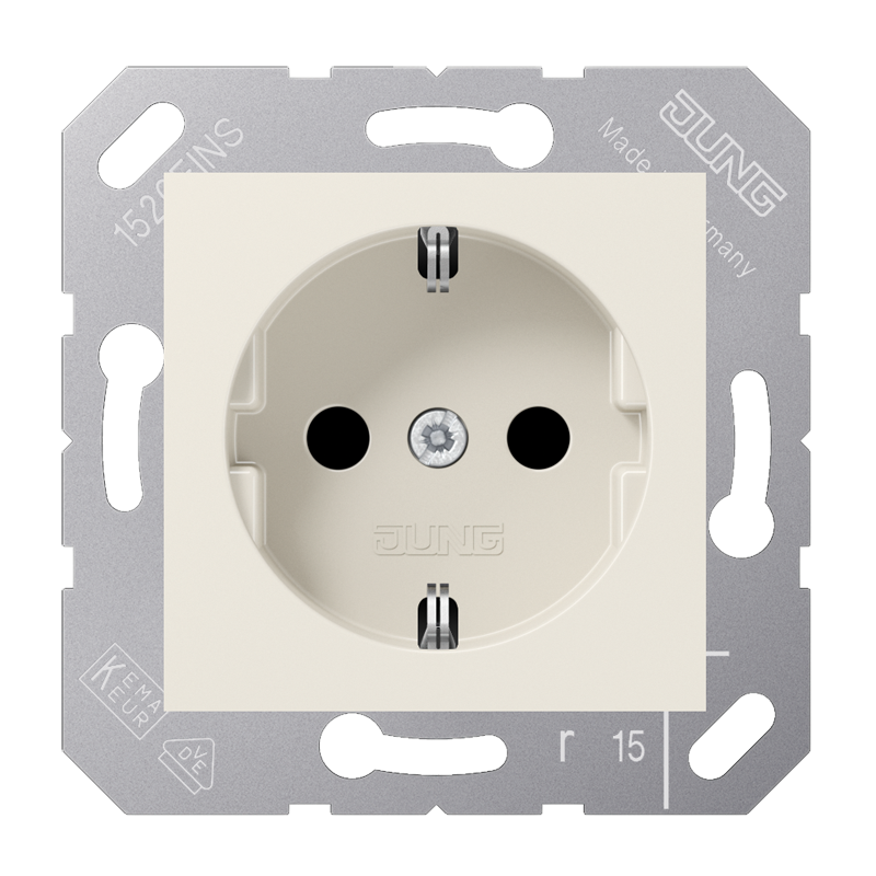 Jung CD5120BFKI Schutzkontakt-Steckdose, 16 A 250 V ~, SAFETY+, Thermoplast, 50 x 50 mm, weiß