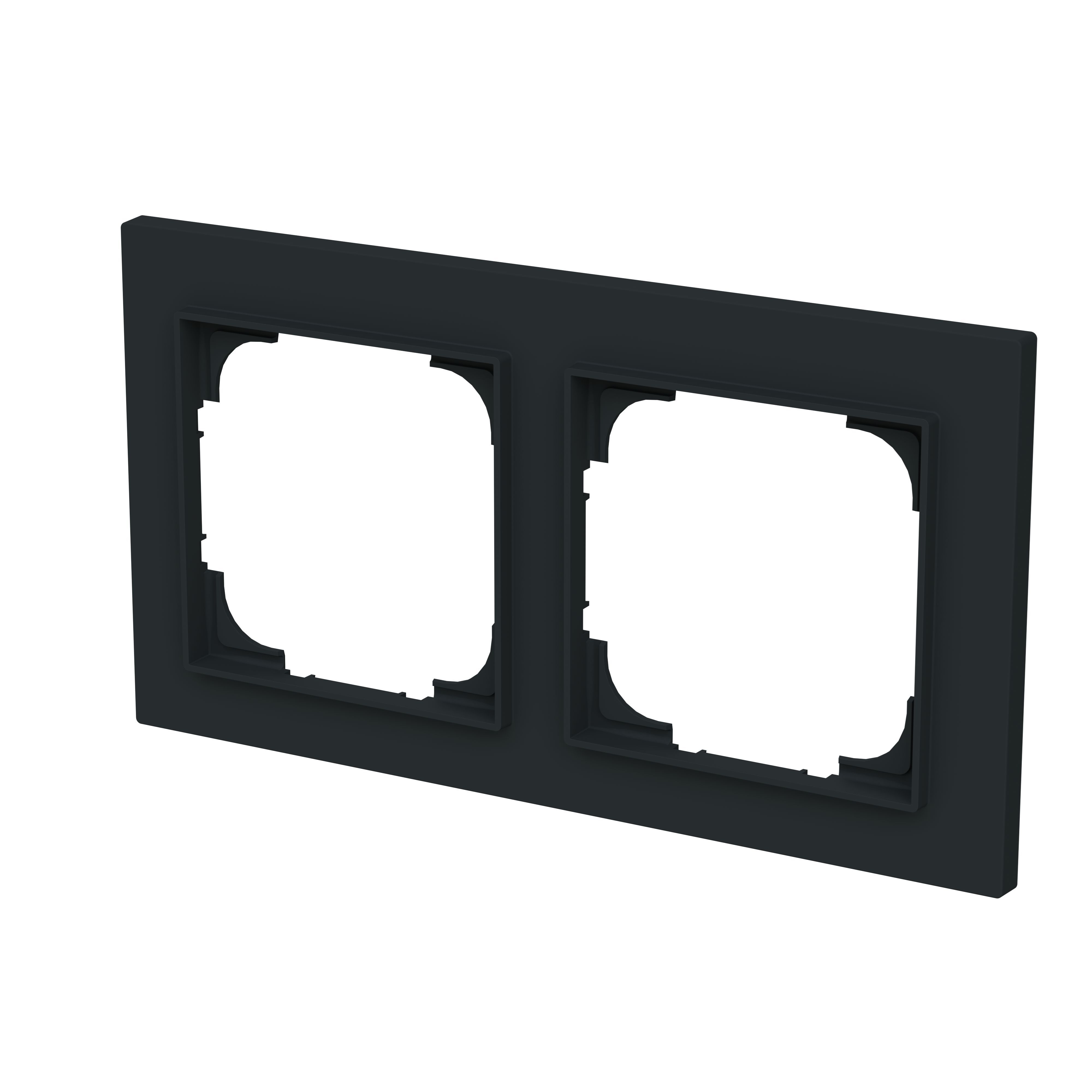 Busch-Jaeger 1722-45M Abdeckrahmen 2-fach, Busch-art linear, schwarz matt