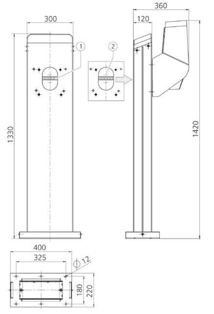 Mennekes 18558 Edelstahlsäule für 1 AMTRON®