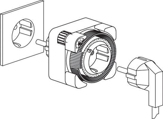 Theben 0260855 theben-timer 26 IP 44 Analoge Zeitschaltuhr für den Außenbereich, 1 Kanal, Steckdosen-Schaltuhr, Zeitprogrammstecker, Zeitschalter, bis zu 400 W LED, Outdoor, Schaltzustandsanzeige
