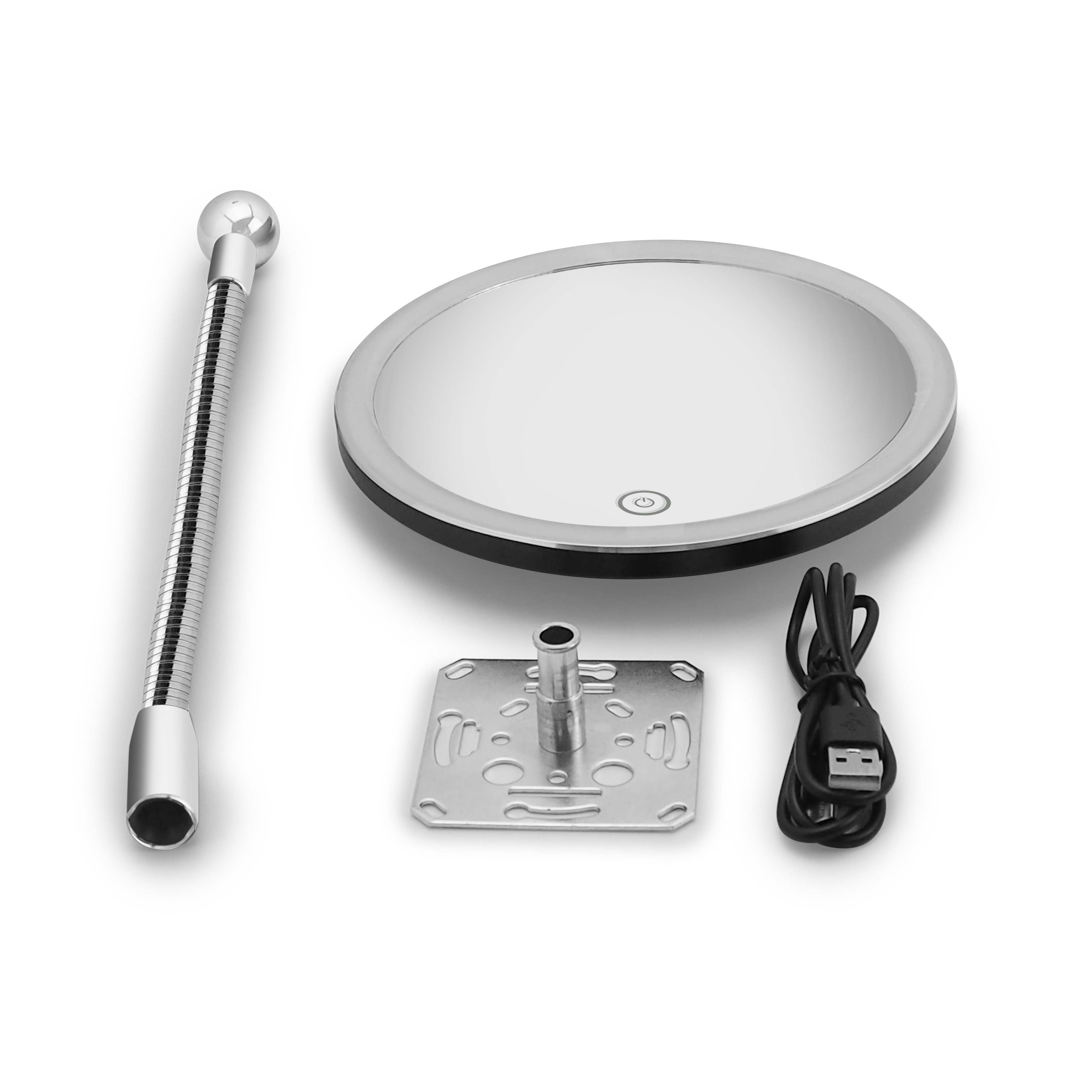 qles KSM0110 Kosmetikspiegel Schwarz matt mit Flexarm, für Merten D-Life/System-M, Chrom