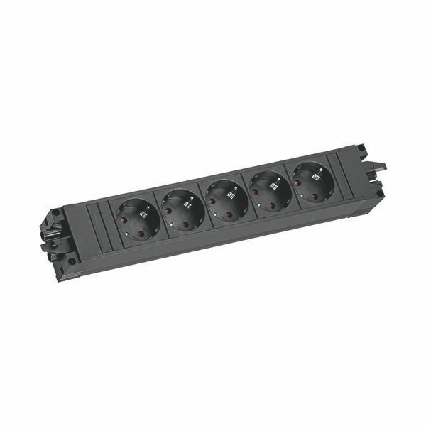 Bachmann 906.18821 Modulare Steckdosenleiste STEP BASE, 5x Schutzkontaktsteckdose, GST18, schwarz