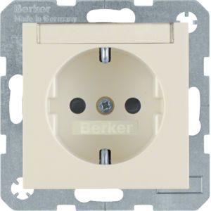 Berker 41498982 Schutzkontakt-Steckdose mit Beschriftungsfeld, erhöhtem Berührungsschutz und Schraub-Liftklemmen, S.x/B.x, weiß glänzend