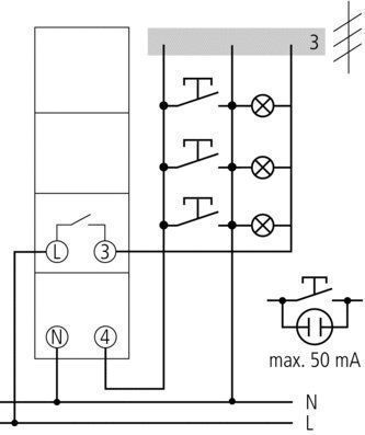 Theben 0080002 ELPA 8 Treppenlicht-Zeitschalter, elektromechanisch, TLZ, ohne Stand-By-Verbrauch, 3-Leiter, 4-Leiter, nachschaltbar nach 30 Sekunden, 300 W LED, Kippschalter für Dauerlicht