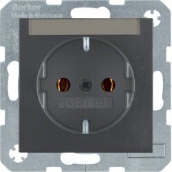 Berker 47501606 Schutzkontakt-Steckdose mit Beschriftungsfeld, S.1/B.3/B.7, anthrazit matt