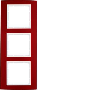 Berker 10133022 Rahmen 3-fach, B.3, Alu rot/polarweiß