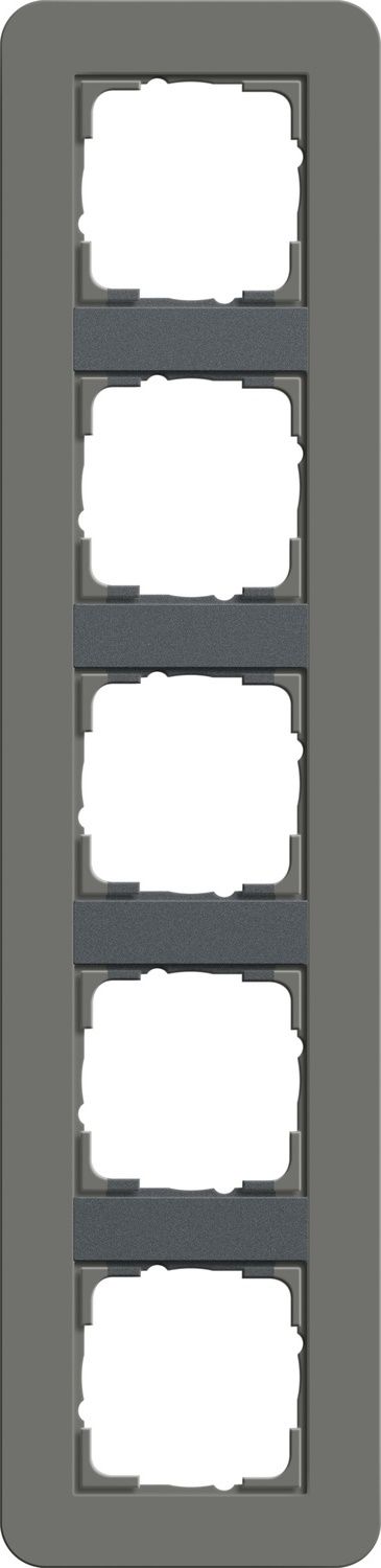 Gira 0215423 Abdeckrahmen 5-fach, Gira E3, dunkelgrau Soft-Touch mit Trägerrahmen anthrazit