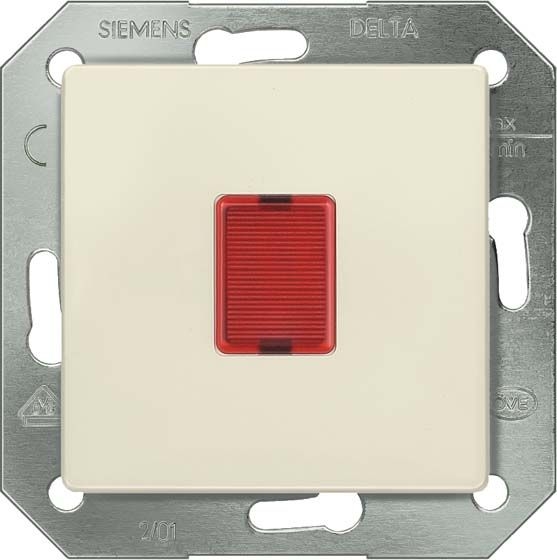 Siemens 5TD2814 DELTA i-system Lichtsignal 250V mit Glimmlampe Abdeckungplatte mit rotem Fenster, elektroweiß