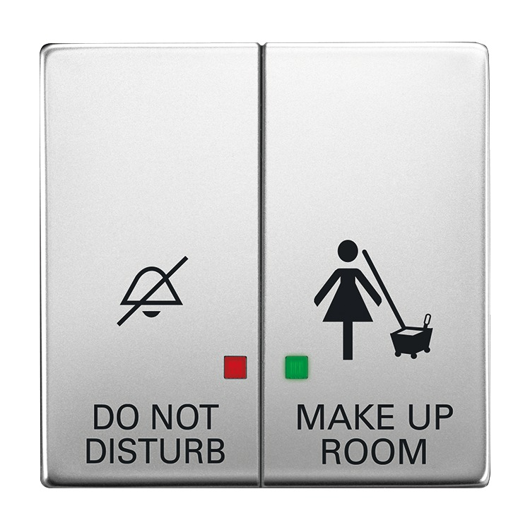 Busch-Jaeger 2058-24-44G Wippe 2-fach für Elektroniktaster mit Aufdruck "DO NOT DISTURB"/"MAKE UP ROOM", Zimmereinheit, edelstahl matt