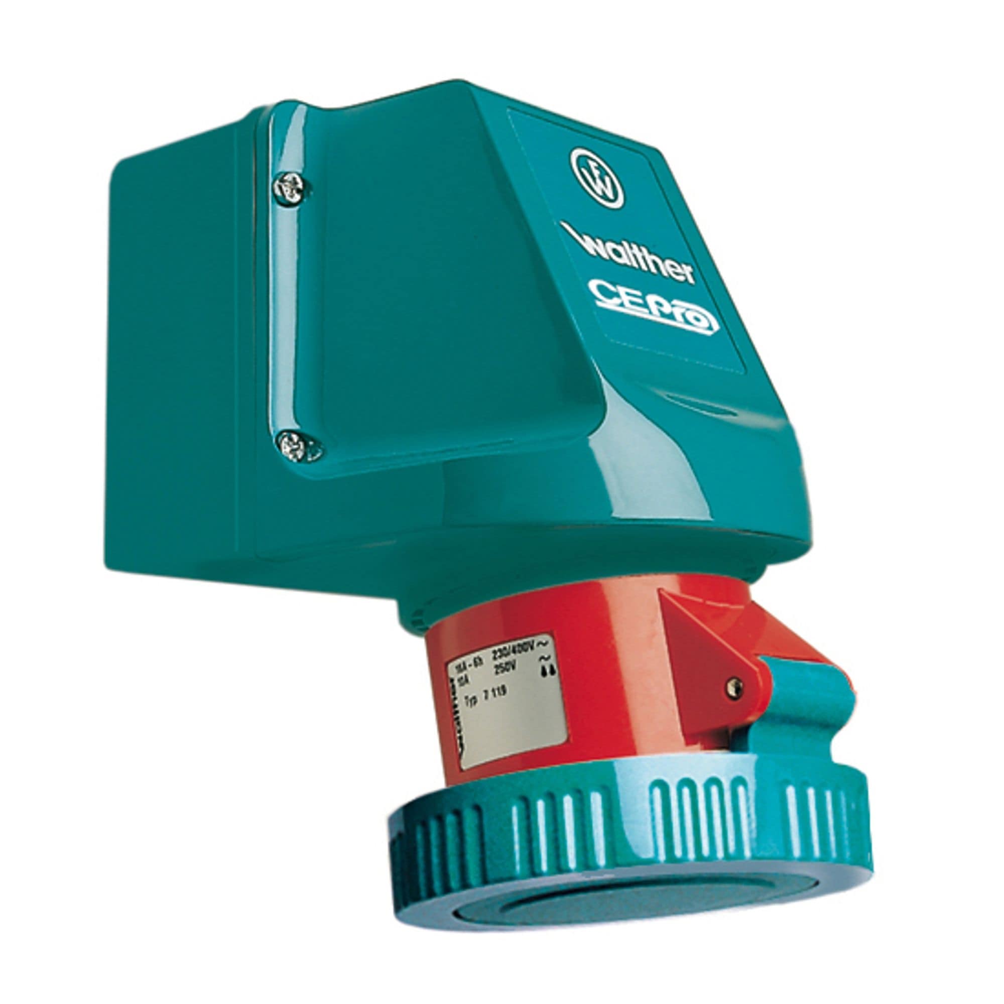 Walther Werke 7139511 Wasserdichte CEPro Wandsteckdose zur Innenbefestigung 32A 5P 11h mit je 2 ausbrech. Kabeleinf. oben/unten