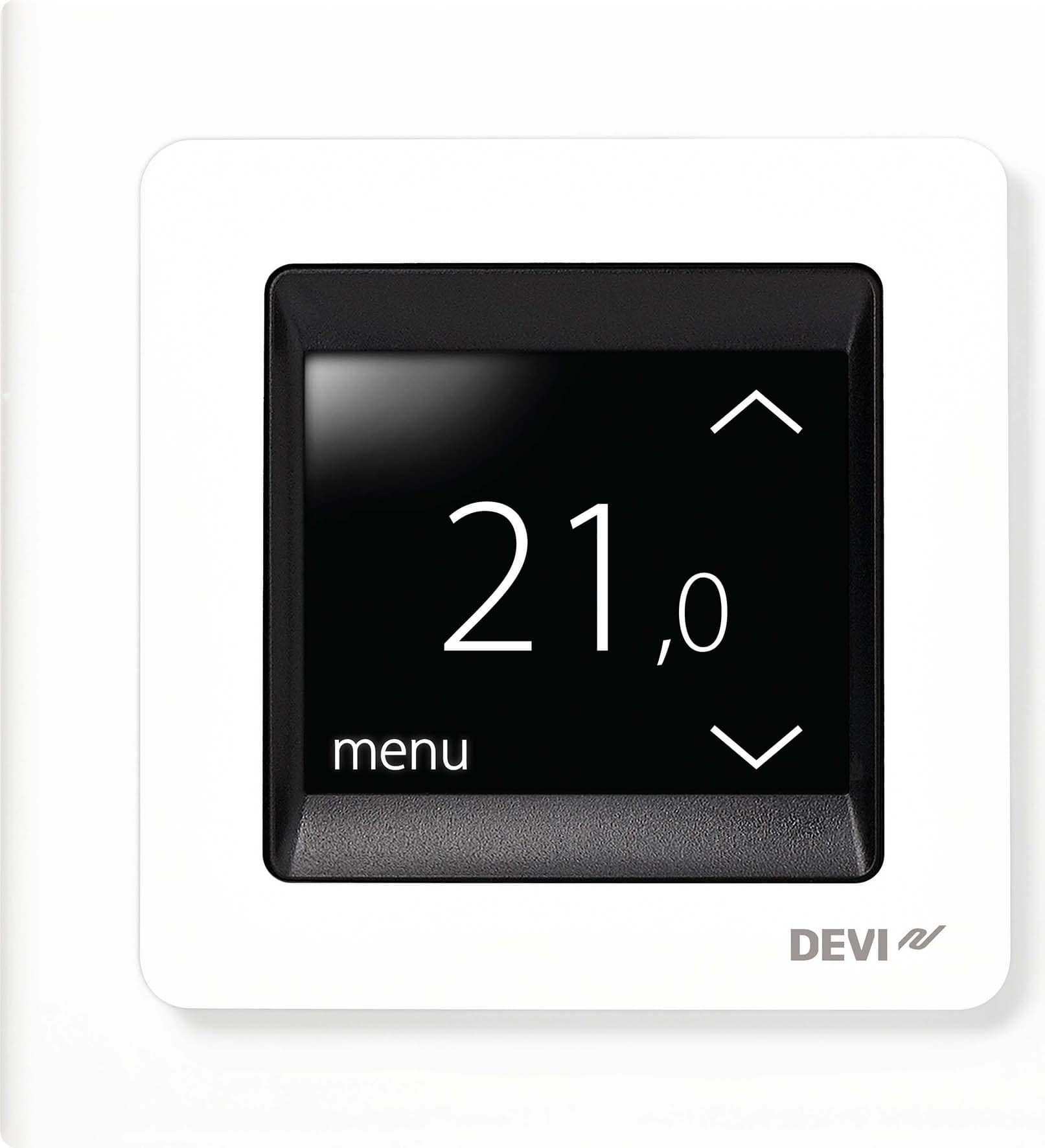 Devi 140F1064 DEVIreg Touch Thermostat mit Bodenfühler, mit Rahmen weiss
