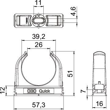OBO Bettermann 2955/ M40 OBO-Quick-Schelle M40, 50-Stück, lichtgrau