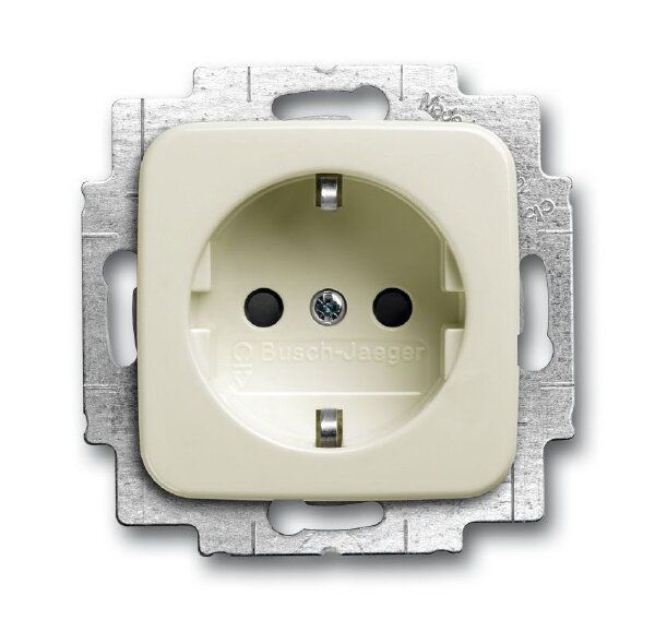 Busch-Jaeger 20 EUCBLI-212 Schutzkontakt-Steckdose Safety+ mit Nachtorientierungslicht/Steplight, mit erhöhtem Berührungsschutz, mit Befestigungskrallen, weiß glänzend, Busch-Duro 2000 SI