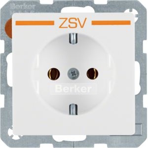 Berker 47436049 Schutzkontakt-Steckdose  mit Aufdruck "ZSV" und Steckklemmen Q.x polarweiß samt