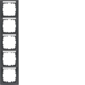 Berker 10159969 Rahmen 5-fach senkrecht, mit Beschriftungsfeld, S.1, anthrazit matt