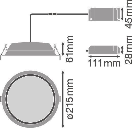 LEDVANCE Downlight 25W, kaltweiß, nicht dimmbar, für Ø200mm, IP44