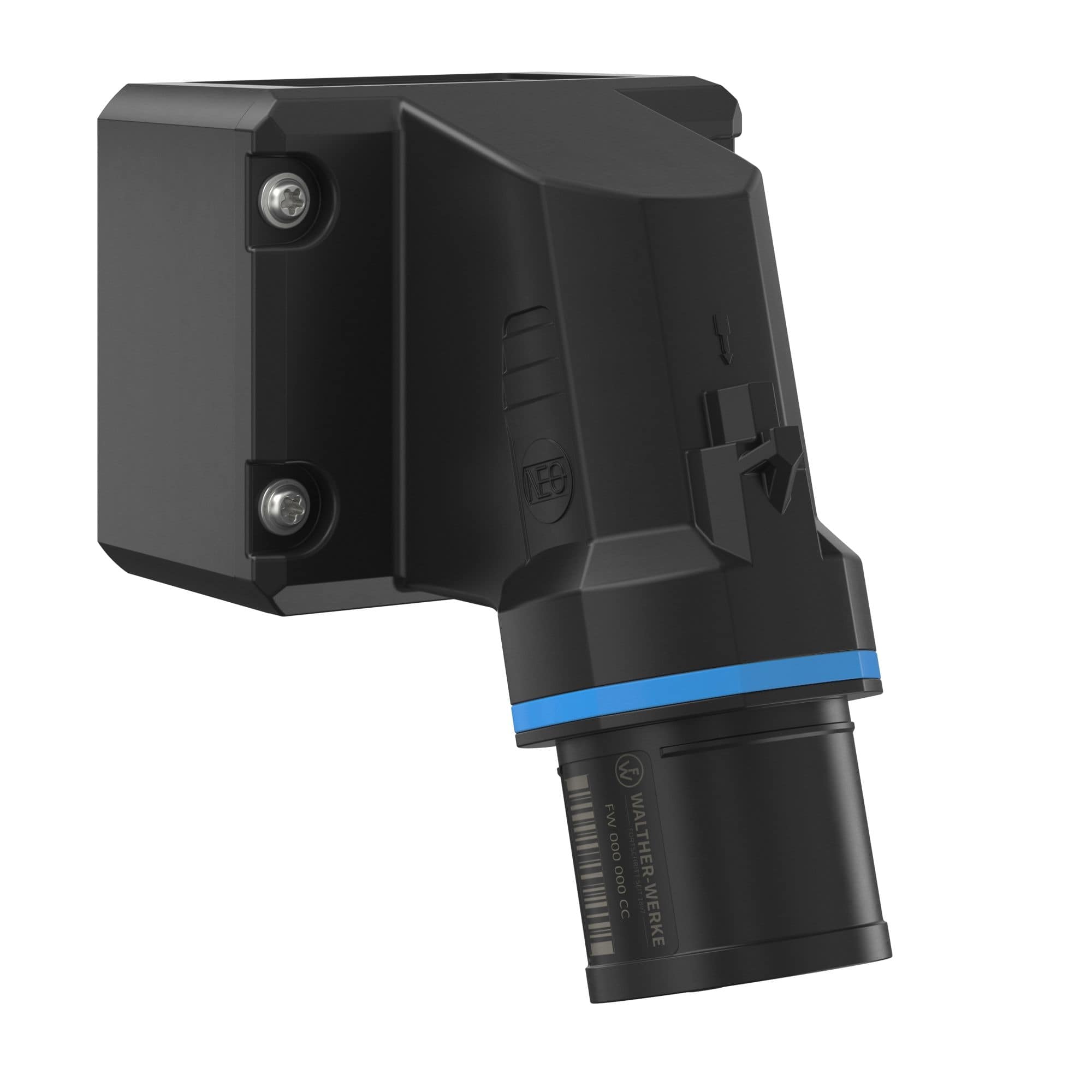 Walther Werke FW714306SK CEE NEO Wandgerätestecker schräg 16A 3P 6h IP54 mit Schraubtechnik und drehbarem Boden