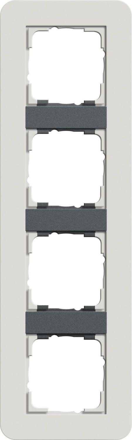 Gira 0214421 Abdeckrahmen 4-fach, Gira E3, hellgrau Soft-Touch mit Trägerrahmen anthrazit