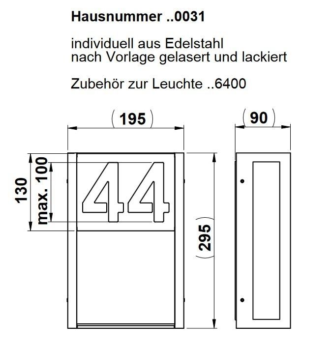 Albert 660031 Hausnummernblende für Wandleuchte ..6400, schwarz