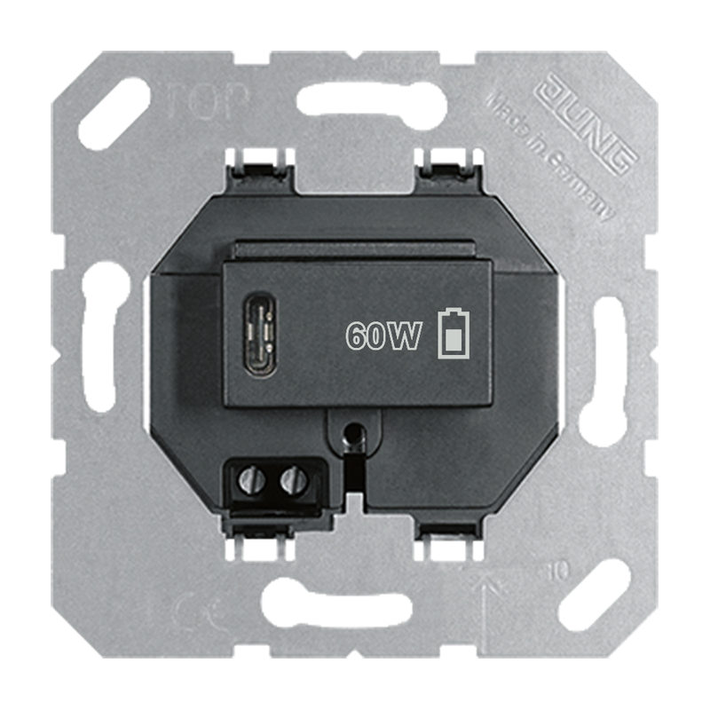Jung USBPD60CSW USB-Ladegerät PD, 1 x Typ C, schwarz
