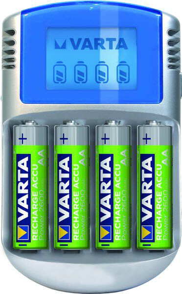 Varta 57070201451 LCD Charger inkl. 4x AA 2600mAh + 12V Adapter + USB Kabel