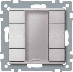 Merten 627860 Taster 4-fach plus, System M, aluminium