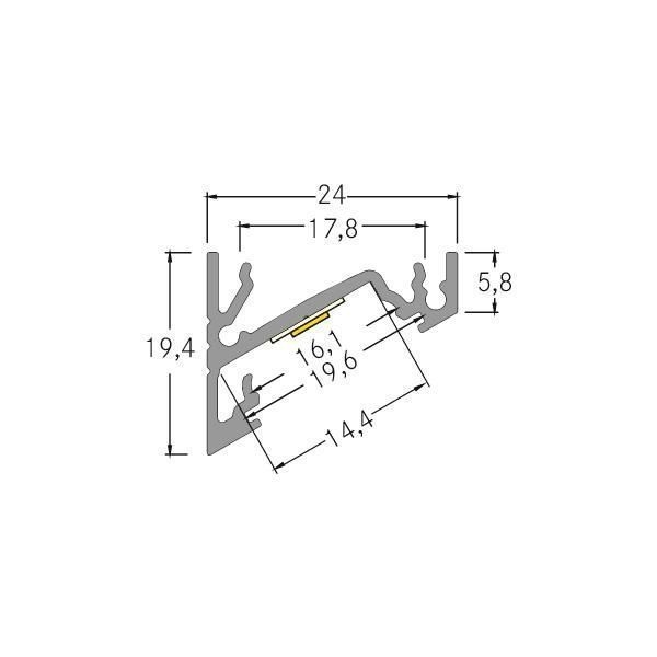 Brumberg 53385261 QualityFlex ONE Anbau-Eckprofil, 1000 x 24 x 19,4 mm, alu eloxiert