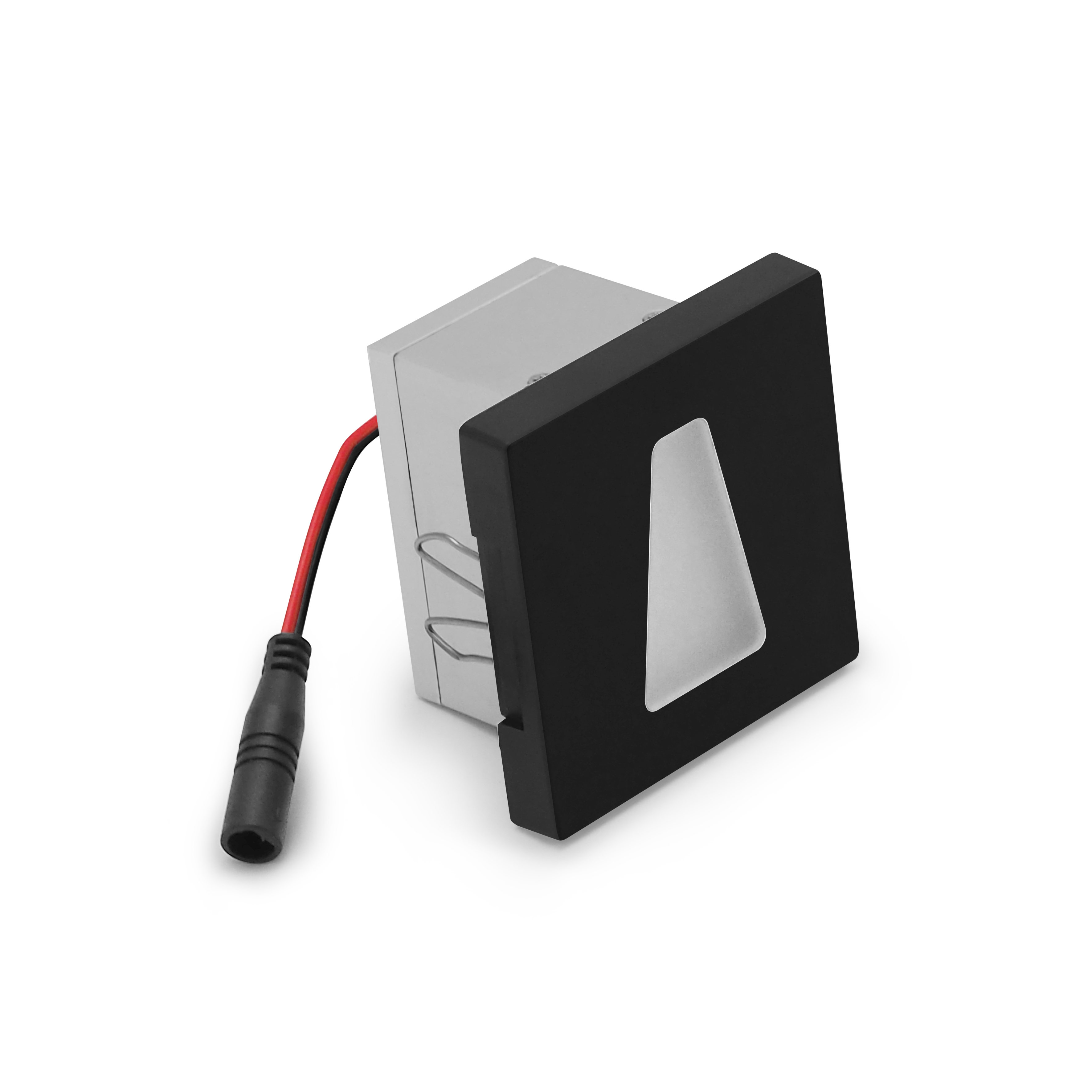 qles WET0403 Wandeinbauleuchte Trapez, für Merten System-M, beleuchtet/LED/warmweiß (3000k), Schwarz matt, IP44