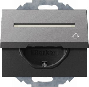 Berker 47487106 Schutzkontakt-Steckdose mit Klappdeckel, Beschriftungsfeld, erhöhtem Berührungsschutz, in 45°-Stufen variable Einbaulage, K.1, anthrazit matt