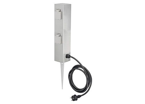 Ledino 11790000004015 Steckdosenpfosten mit 4 Steckdosen, Edelstahl, Outdoor