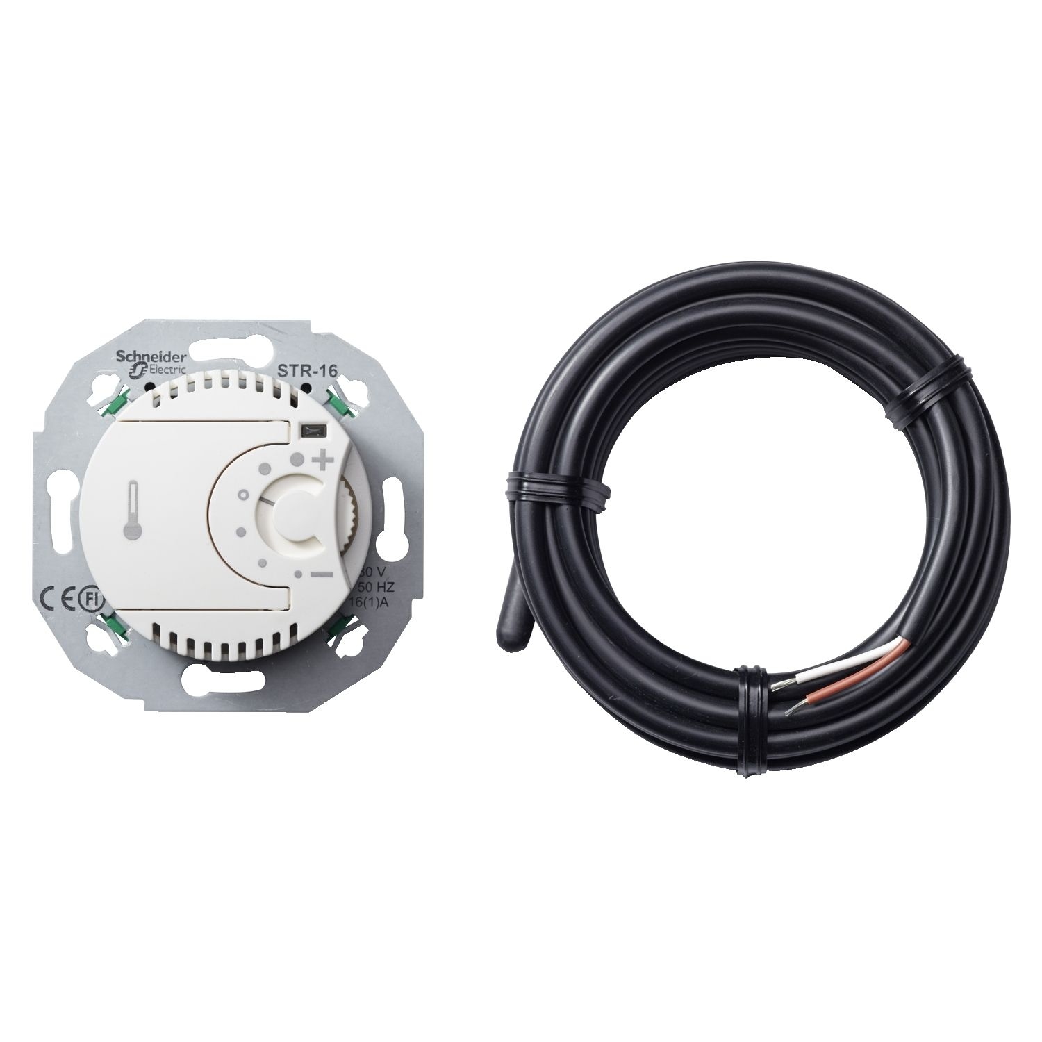 Elso WDE011623 Elektronischer Temperaturregler mit Zentralplatte, mit Fernfühler 4 m, Renova Flush, weiß matt