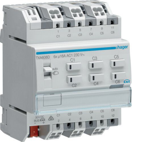 Hager TXA606D  Schalt-/Jalousieaktor 6/3-fach KNX easy, 16A, C-Last