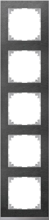 Merten MEG4050-3669 Rahmen 5-fach, M-Pure Decor, Schiefer/aluminium